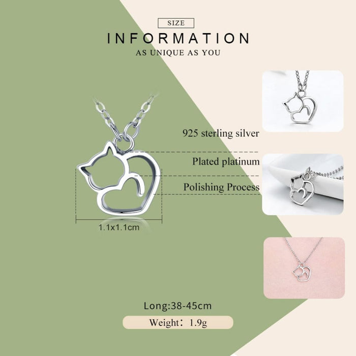 925 Sterling Silver Minimalist Lovely Cat Pendant Necklace