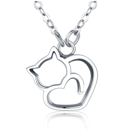 925 Sterling Silver Minimalist Lovely Cat Pendant Necklace