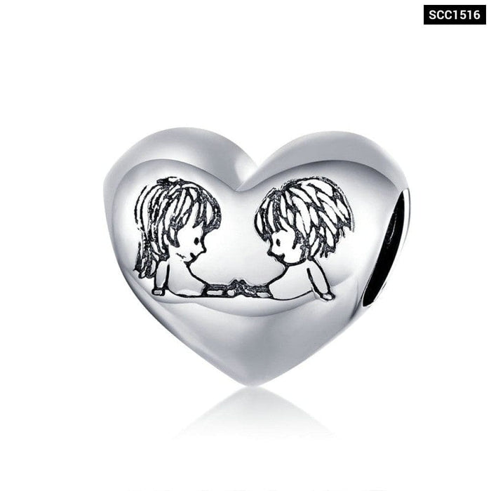 925 Sterling Silver Mother & Daughter Bead Affinity Heart