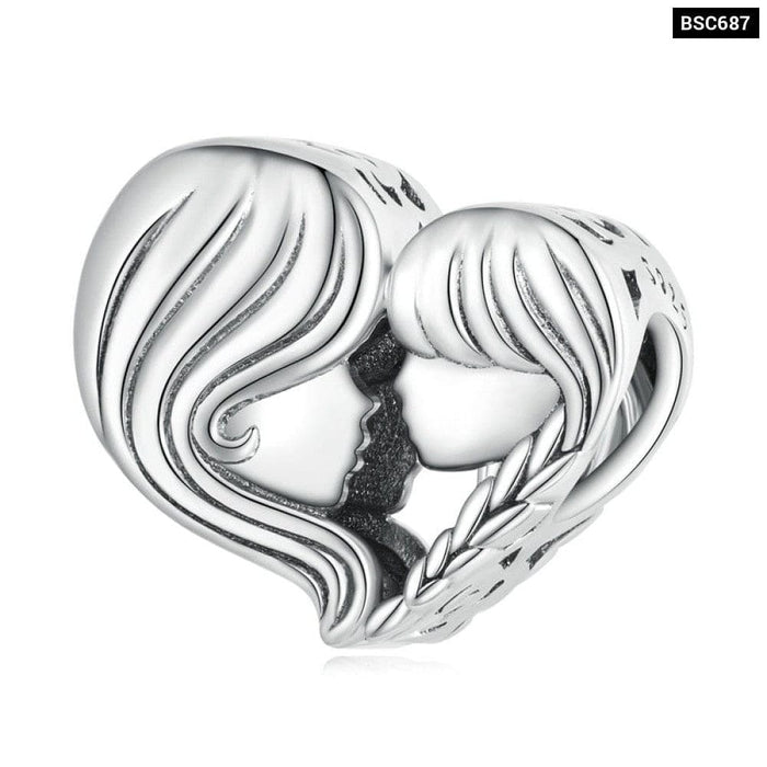 925 Sterling Silver Mother & Daughter Bead Affinity Heart