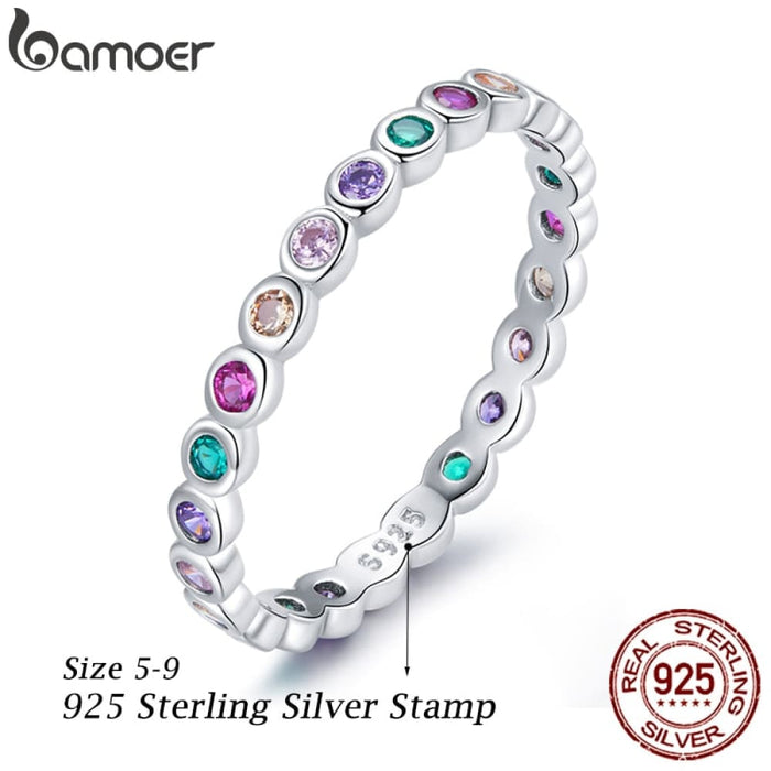 925 Sterling Silver Multicolour Zircon Finger Ring For Women