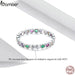 925 Sterling Silver Multicolour Zircon Finger Ring For Women