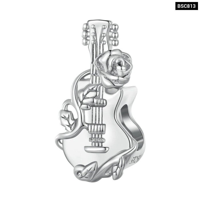 925 Sterling Silver Musical Note Pendnat Charms Guitar