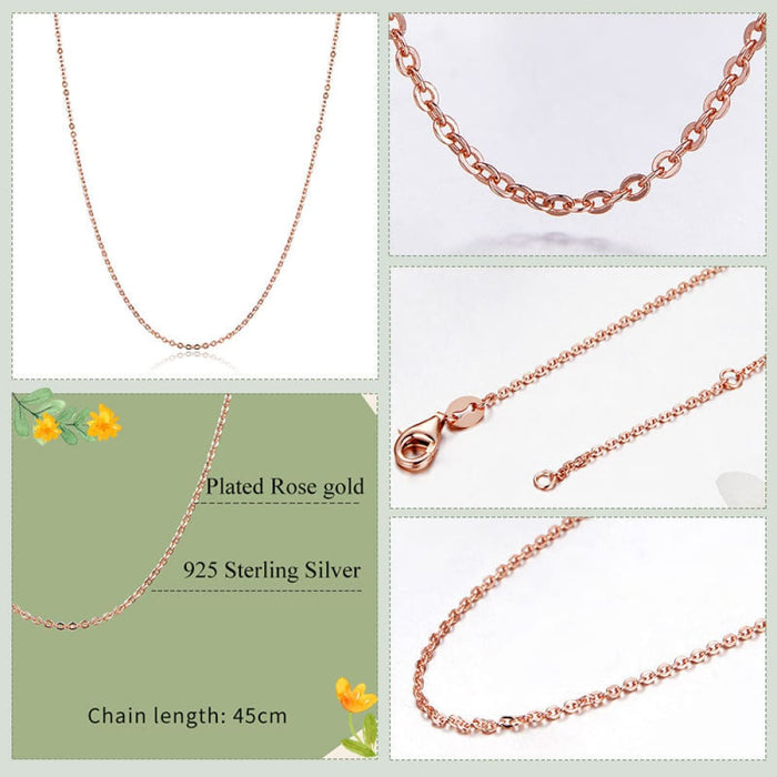 925 Sterling Silver Necklace Chain Lobster Clasp Rose Gold