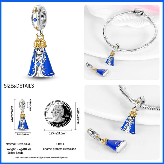 925 Sterling Silver Nossa Senhora Aparecida Dangle Charms