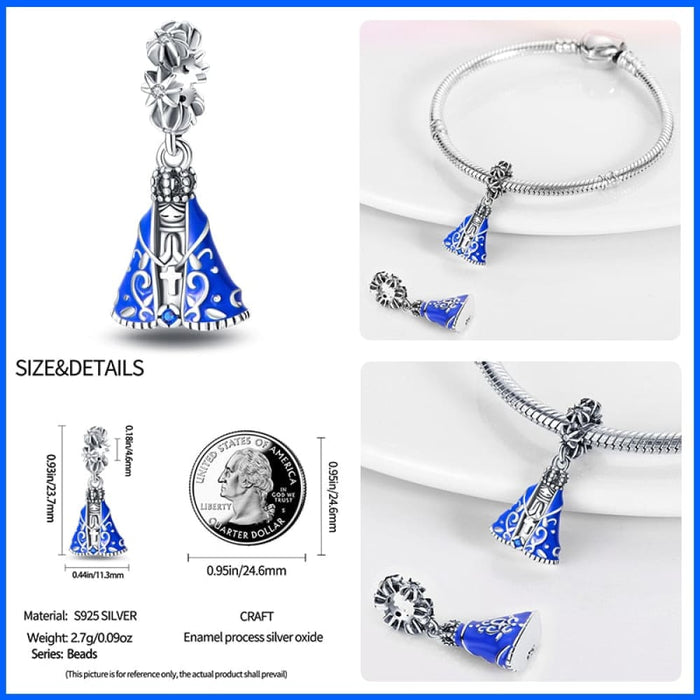 925 Sterling Silver Nossa Senhora Aparecida Dangle Charms