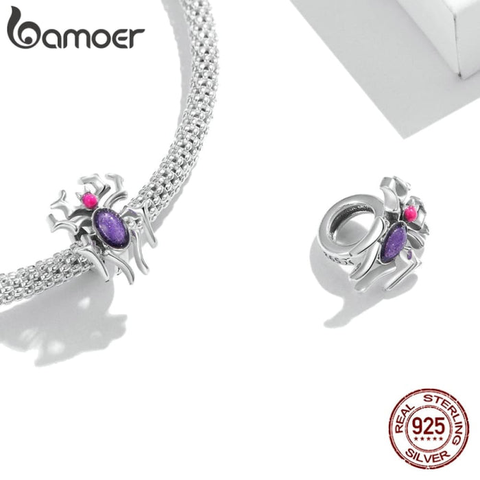 925 Sterling Silver Pattern Charm Diamond Shape Purple