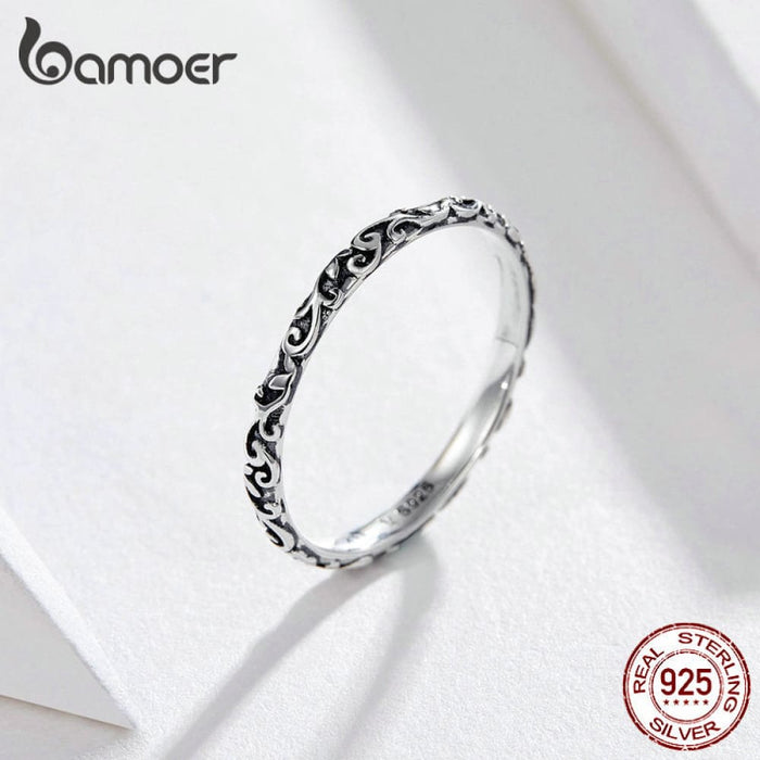 2mm 925 Sterling Silver Pattern Minimalist Band Ring