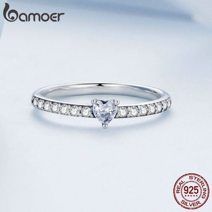 925 Sterling Silver Pave Setting Shiny Cz Heart Ring