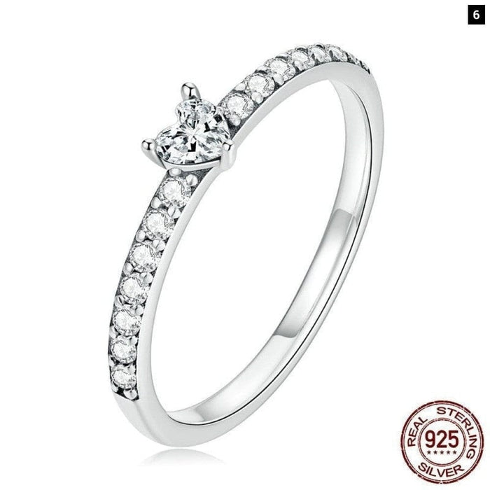 925 Sterling Silver Pave Setting Shiny Cz Heart Ring