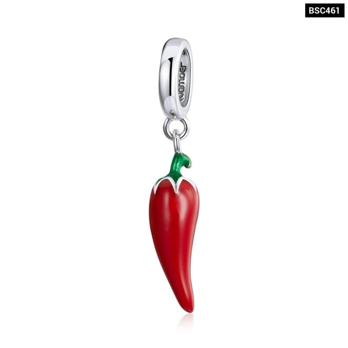 925 Sterling Silver Petite Little Pepper Red Plant Charm