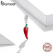 925 Sterling Silver Petite Little Pepper Red Plant Charm