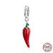 925 Sterling Silver Petite Little Pepper Red Plant Charm