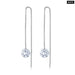 925 Sterling Silver Pink Blue Zircon Drop Dangle Ear