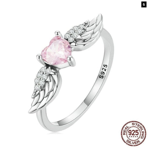 925 Sterling Silver Pink Heart Zircon Ring For Women