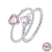 925 Sterling Silver Pink Love Cz Eternity Rings For Fashion