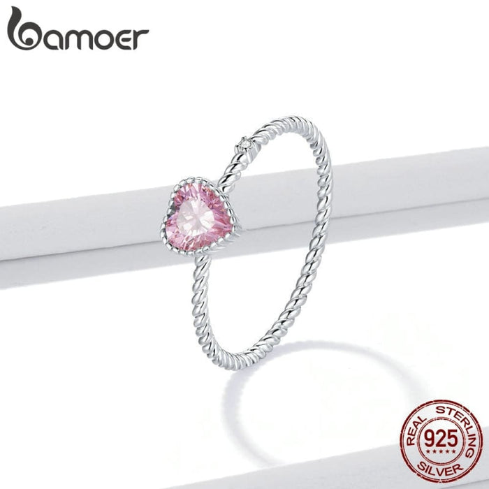 925 Sterling Silver Pink Love Cz Eternity Rings For Fashion