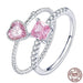 925 Sterling Silver Pink Love Cz Ring For Women