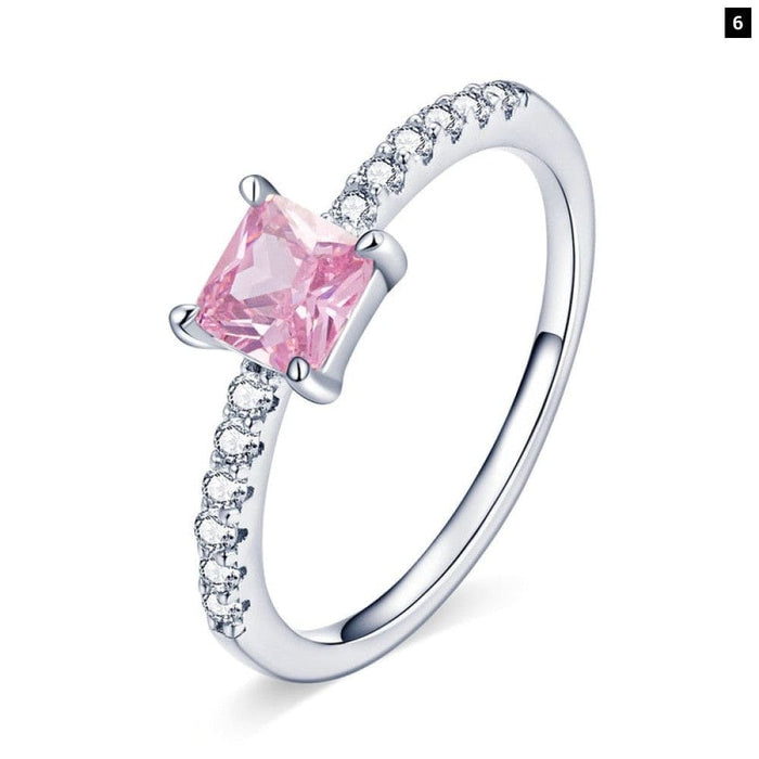 925 Sterling Silver Pink Love Cz Ring For Women