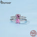 925 Sterling Silver Pink Love Cz Ring For Women