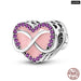 925 Sterling Silver Pink Series Heart Charms Beads Fit