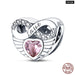 925 Sterling Silver Pink Series Heart Charms Beads Fit