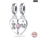 925 Sterling Silver Pink Series Heart Charms Beads Fit