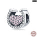 925 Sterling Silver Pink Series Heart Charms Beads Fit