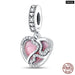 925 Sterling Silver Pink Series Heart Charms Beads Fit