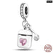 925 Sterling Silver Pink Series Heart Charms Beads Fit