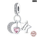 925 Sterling Silver Pink Series Heart Charms Beads Fit