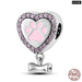 925 Sterling Silver Pink Series Heart Charms Beads Fit