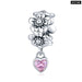 925 Sterling Silver Pink Zircon Love Bead Vine Hollow