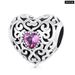 925 Sterling Silver Pink Zircon Love Bead Vine Hollow