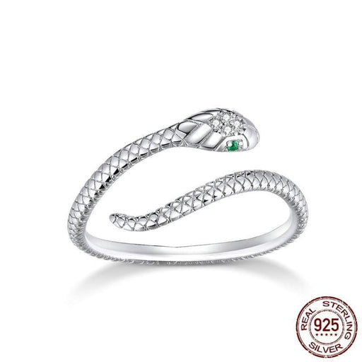 925 Sterling Silver Platinum Plated Adjustable Ring Green