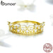 925 Sterling Silver Princess Crown Gold Colour Rings