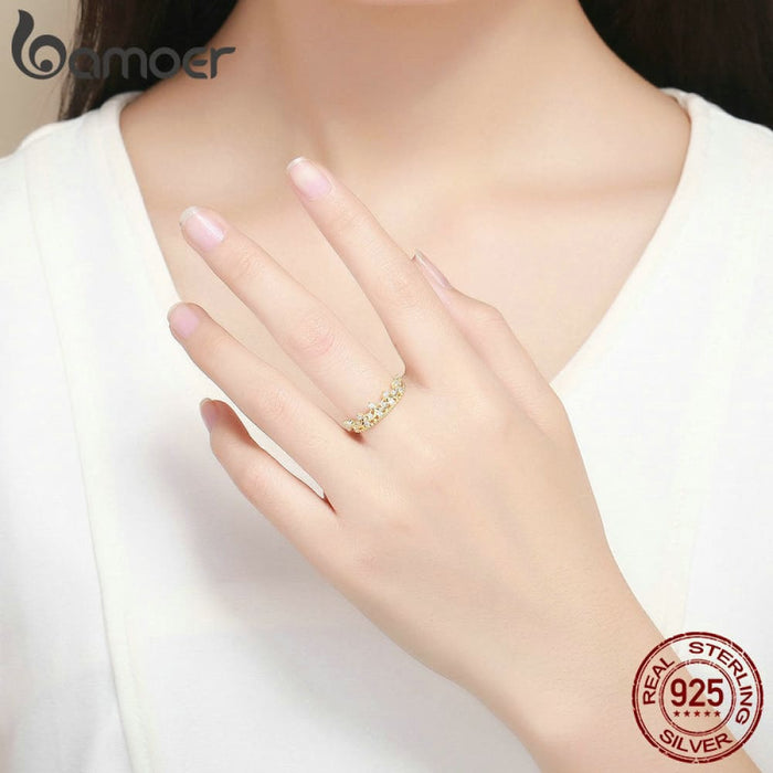 925 Sterling Silver Princess Crown Gold Colour Rings