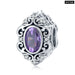 925 Sterling Silver Purple Crystal Bead Pattern Heart Charm