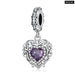 925 Sterling Silver Purple Shining Stone Collection Charms