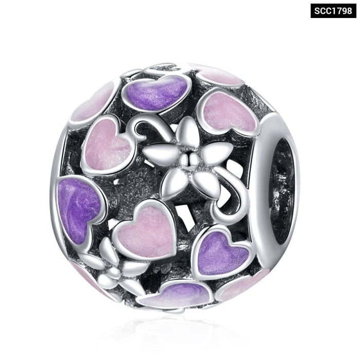 925 Sterling Silver Purple Shining Stone Collection Charms