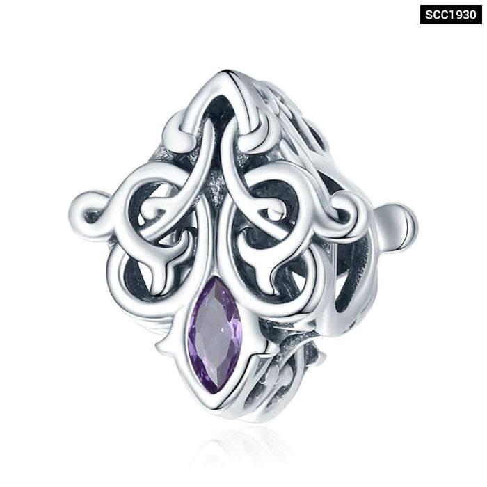 925 Sterling Silver Purple Shining Stone Collection Charms