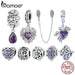 925 Sterling Silver Purple Shining Stone Collection Charms