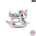 925 Sterling Silver Rainbow Heart Shaped Horse Charms Beads