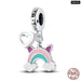 925 Sterling Silver Rainbow Heart Shaped Horse Charms Beads