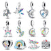 925 Sterling Silver Rainbow Heart Shaped Horse Charms Beads