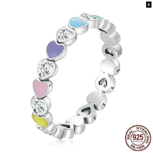 925 Sterling Silver Rainbow Love Ring For Women