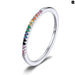 925 Sterling Silver Rainbow Cz Simple Fashion Finger Ring