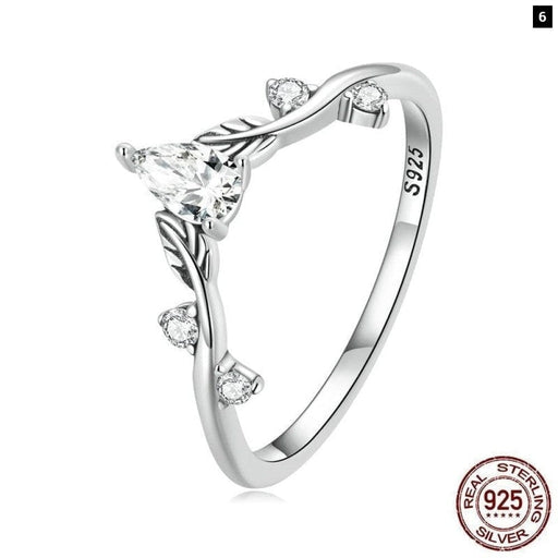 925 Sterling Silver Rattan & Water-drop Shaped Zircon Ring