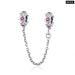 925 Sterling Silver Rose Flower Garland Safety Chain Pink