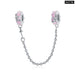 925 Sterling Silver Rose Flower Garland Safety Chain Pink